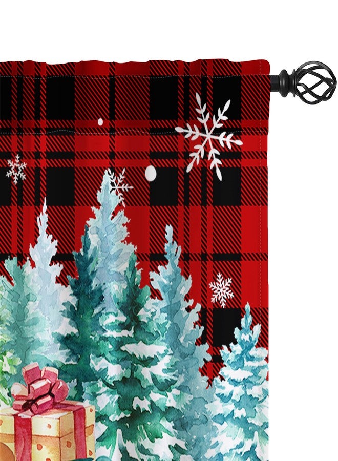Hexagram Snowman Christmas Valance Curtain for Kitchen 18"X54" Red Christmas Decorations Kitchen Window Decor, Deer Winter Tree Valances for Living Room Bedroom Decor, Rod Pocket Window Treatment - Image 3